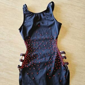 Weissman custom costume NWOT child medium black with red rhinestones contemporar